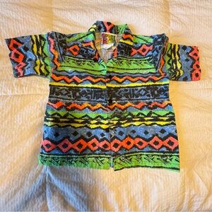 Vintage Boys 80s graphic short sleeve button up size medium